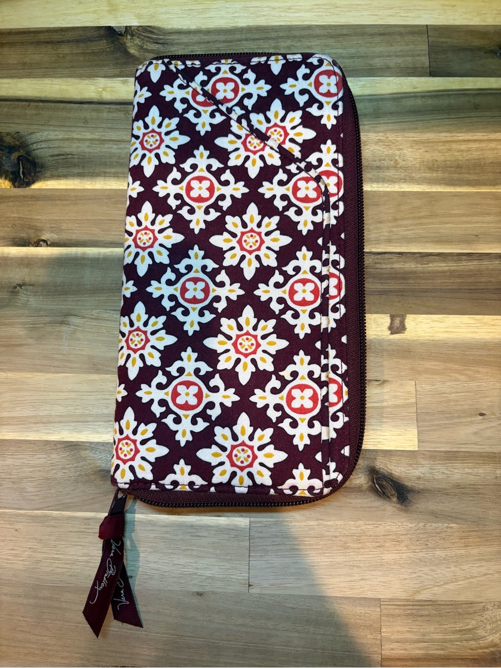 Vera Bradley Maroon Floral Zip Wallet